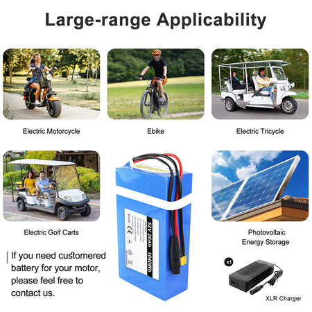 (AU Warehouse)52V - 20AH Lithium Ion Electric Bike Battery - Ebike Battery for 0-1500w Bicycle - E Scooter/Go Kart Battery