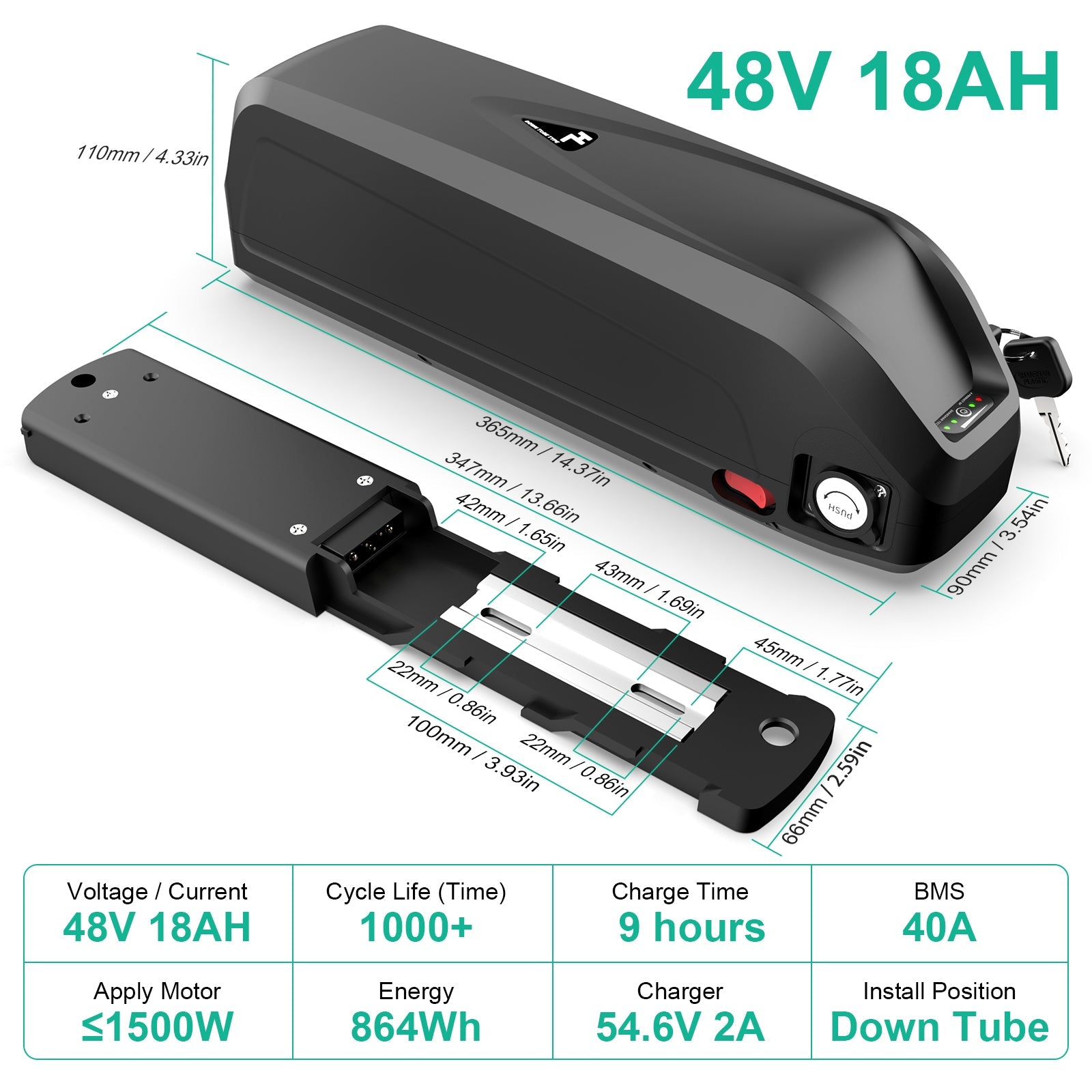 (EU Warehouse）36V 48V 52V 20Ah Ebike Battery |USB |LG Cells|Downtube Electric bike Bicycle Batteries with Charger Frame Hailong Case downtube for 250W 350W 500W 750W 1000W 1500W Electric Bicycle Motor |1 Year Warranty| CE/UN38.3 - Fengli Power Tech Ltd