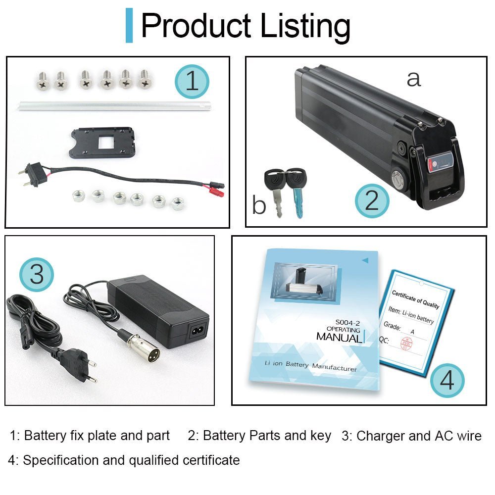 (EU Warehouse)Bicycle lithium battery 36V 17.5Ah Silverfish E - bike Li - ion batteries (BMS20A) for 0 - 500w Bafang motor with 2A charger - Fengli Power Tech Ltd