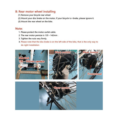 (UK Warehouse)26" Rear wheel 48V 1000W E - Bike Wheel Hub Motor Conversion Kit for Electric Bicycle Bike DIY - Fengli Power Tech Ltd