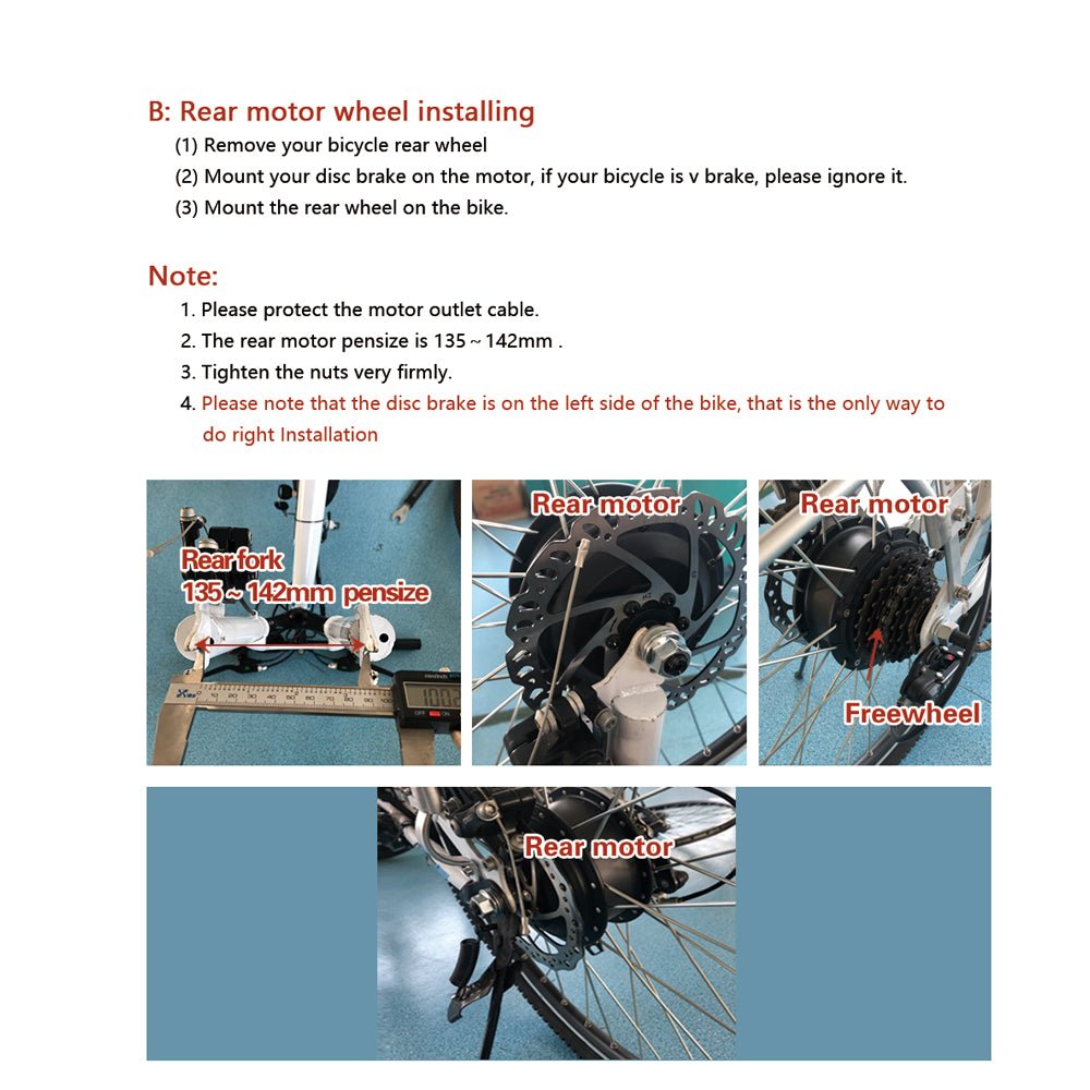 (UK Warehouse)Rear 26"wheel 36V 500W E - Bike Wheel Hub Motor Conversion Kit for Electric Bicycle Bike DIY - Fengli Power Tech Ltd