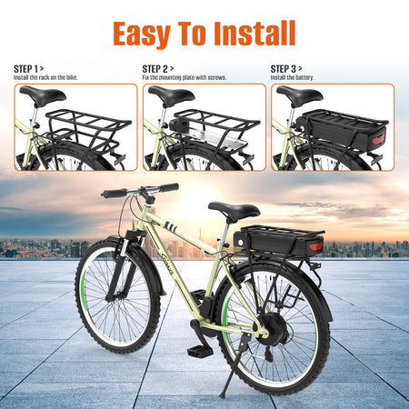 (UK/EU Warehouse) 36V/48V/52V/72V Rear Rack Ebike Battery With Luggage Rear Rack for 250w 350w 500w 750w 1000W 1500W 2000W 3000W Electric Bike Bicycle Motor Lithium Battery for 24'' - 28''Wheel with Charger - Fengli Power Tech Ltd