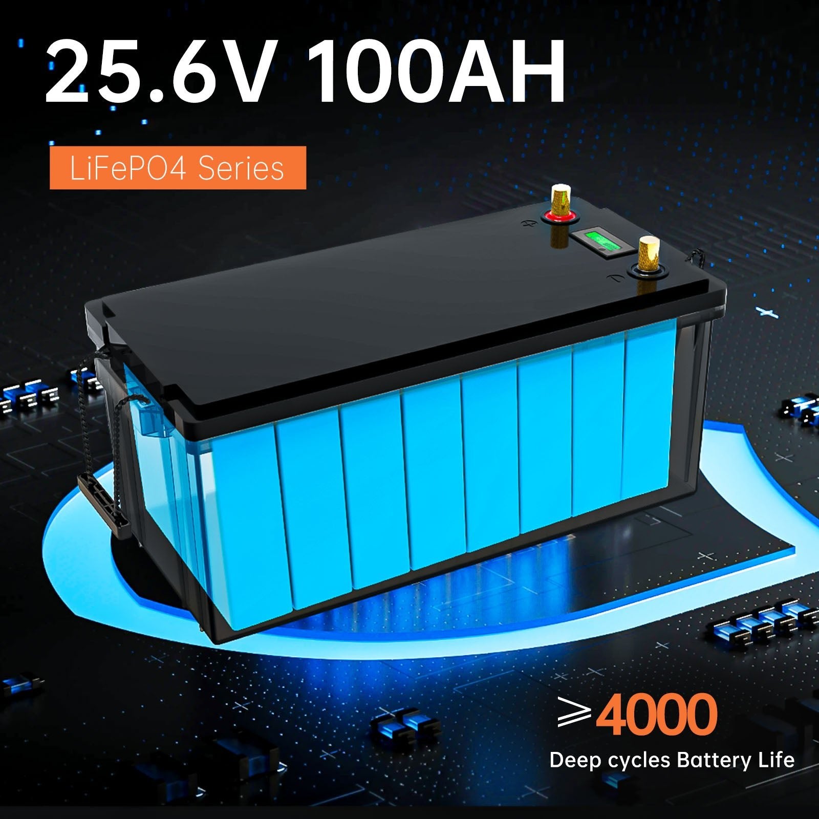 (US Warehouse) High efficiency, long lifespan, portable 12V/24V 100AH LiFePO4 Battery Rechargeable 4000 Deep Cycle For Solar Panel RV Marine Home Energy Built - in 100A BMS - Fengli Power Tech Ltd