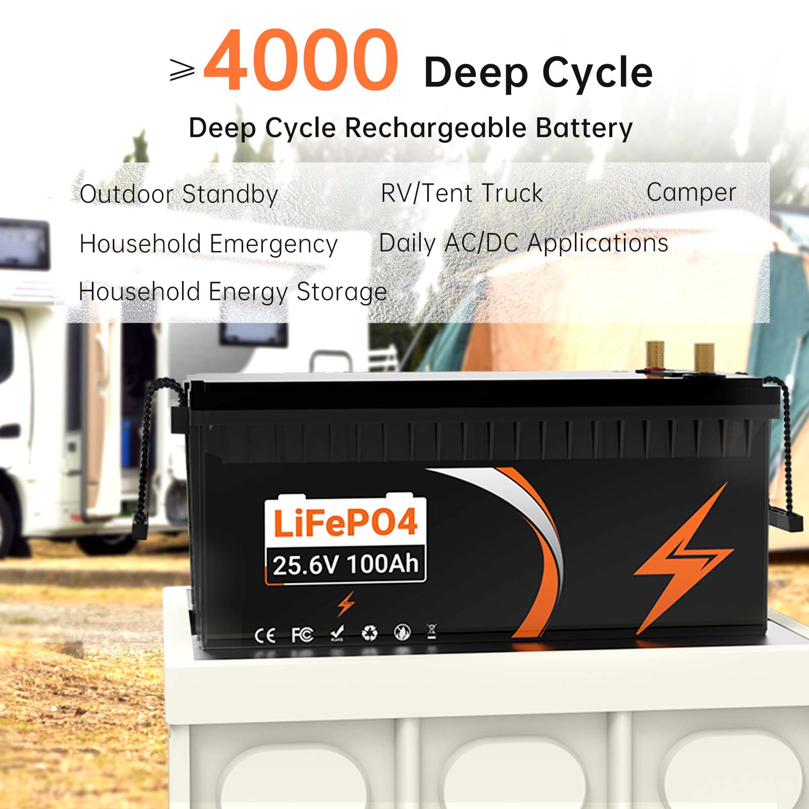 (US Warehouse) High efficiency, long lifespan, portable 12V/24V 100AH LiFePO4 Battery Rechargeable 4000 Deep Cycle For Solar Panel RV Marine Home Energy Built - in 100A BMS - Fengli Power Tech Ltd